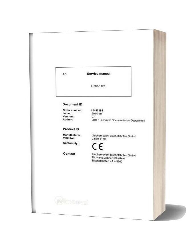 Liebherr L580 1170 Service Manual