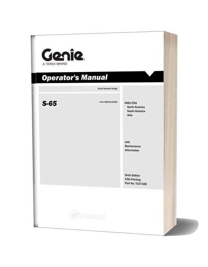 Man Lift Genie S60 Operator Manual English