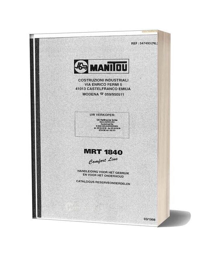 Manitou Mrt1840 Instructions Nl Parts Sec Wat
