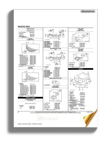 Mazda 3 2004 Parts Catalogue