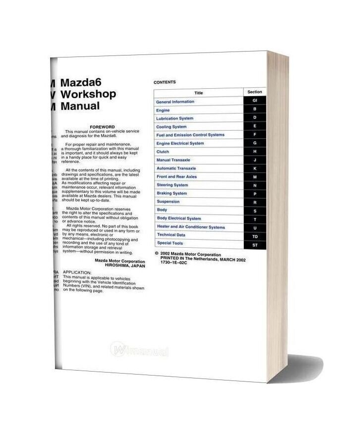 Mazda 6 Workshop Manual