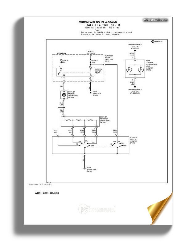 Mitsubishi Pajero 1994 Wiring Diagram