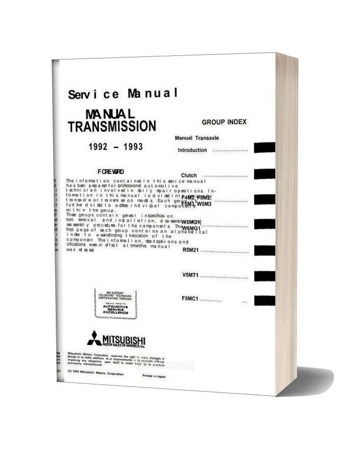 Mitsubishi Service Manual Transmission Fwd