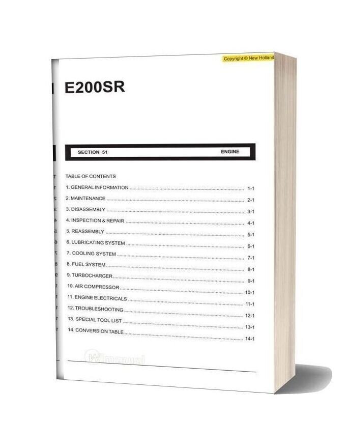 New Holland E200sr Crawler Excavator Workshop Manual