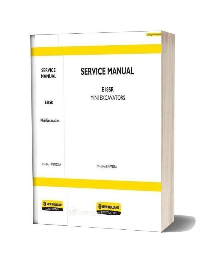 New Holland Excavator E18sr En Service Manual