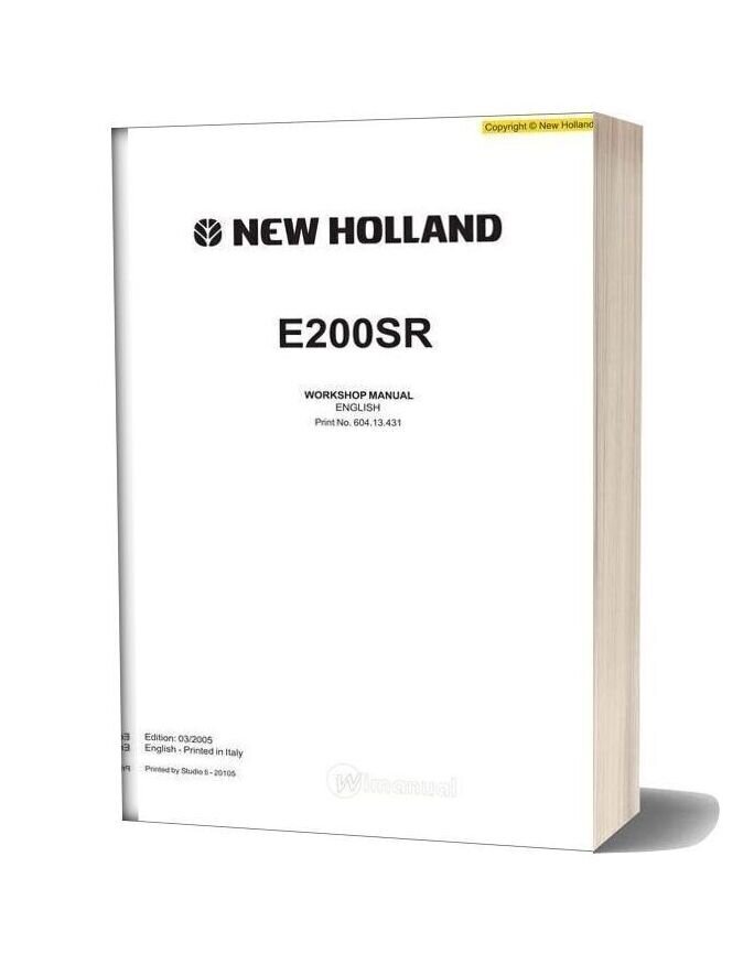 New Holland Excavator E200sr En Service Manual