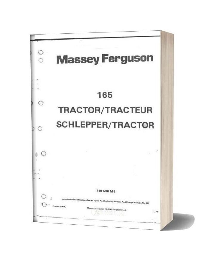 Parts Manual Massey Ferguson Mf165