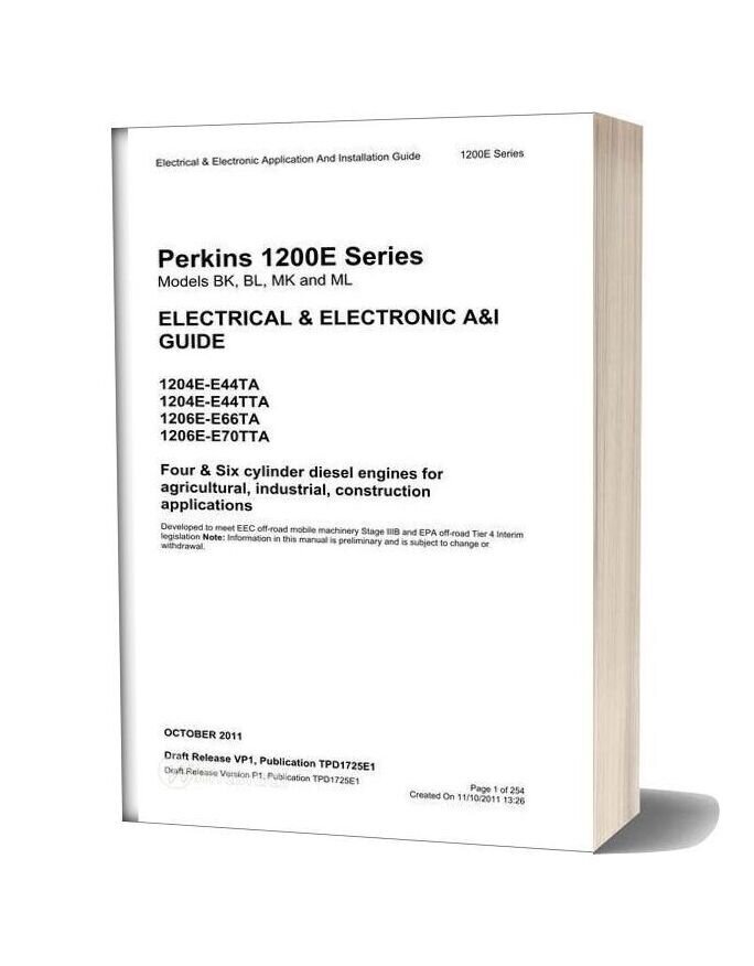 Perkins 1200e Series Electrical & Electronic A&I Guide