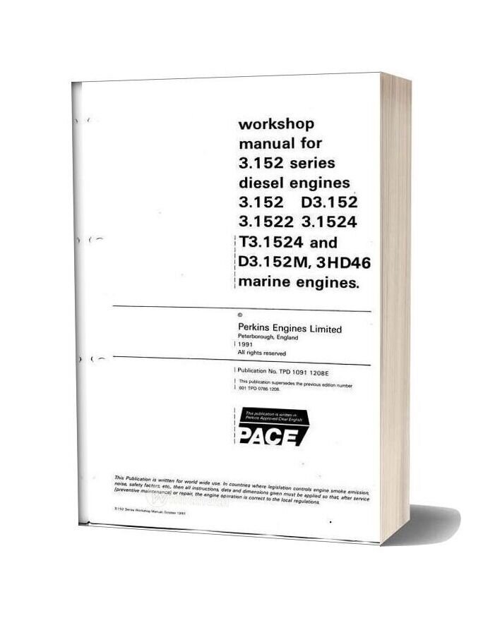 Perkins 3 152 Series Engine Workshop Manual