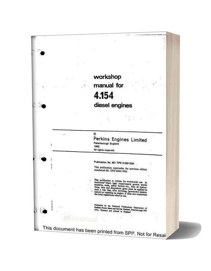 Perkins 4 154 Series Workshop Manual