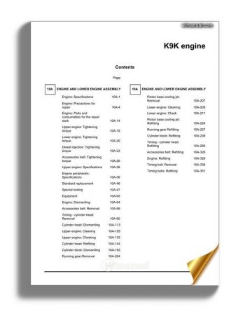 Renault Kxx And K9k Engine Workshop Repair Manual