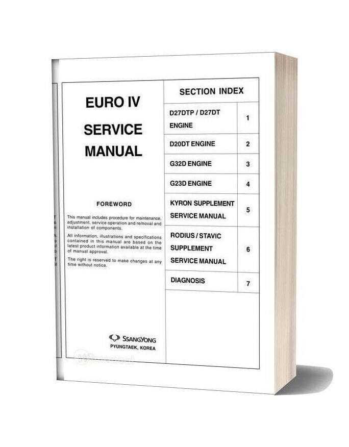 Ssangyong Model Euro Iv Service Manual