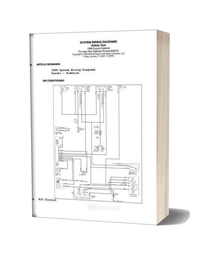 Suzuki Sidekick Vitara Escudo System Wiring Diagrams 1996