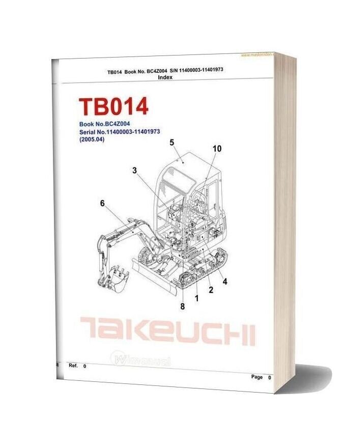 Takeuchi Tb014 Tb016 Parts Sec Wat