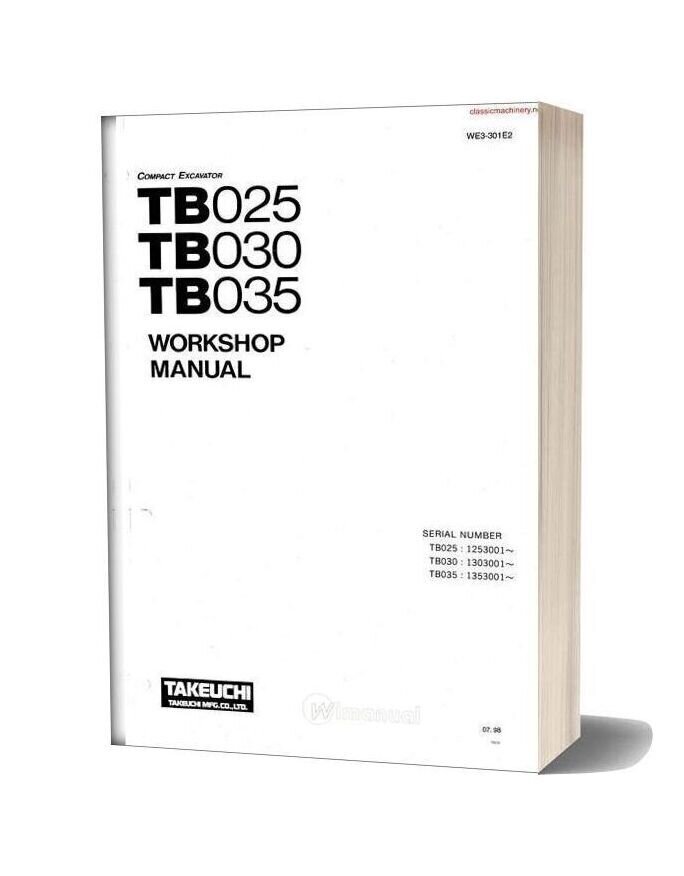 Takeuchi Tb025 Tb030 Tb035 Workshopmanual Sec Wat 1