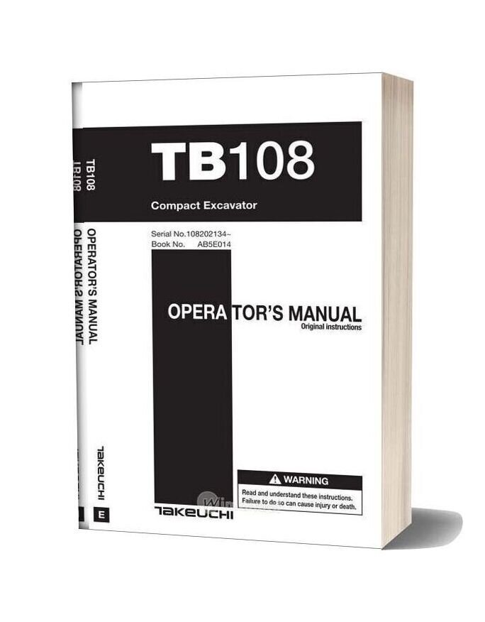 Takeuchi Tb108 Operators Manual