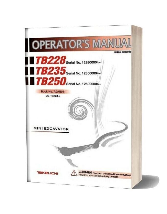 Takeuchi Tb228 235 250 Operators Manual