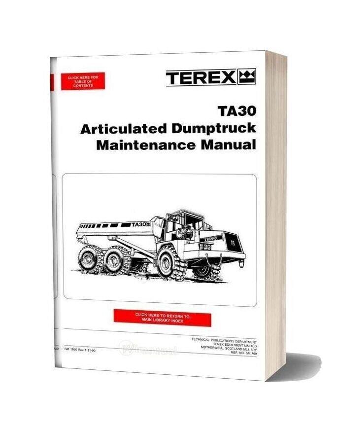 Terex Ta30 Articulated Dumptruck Maintenance Manual