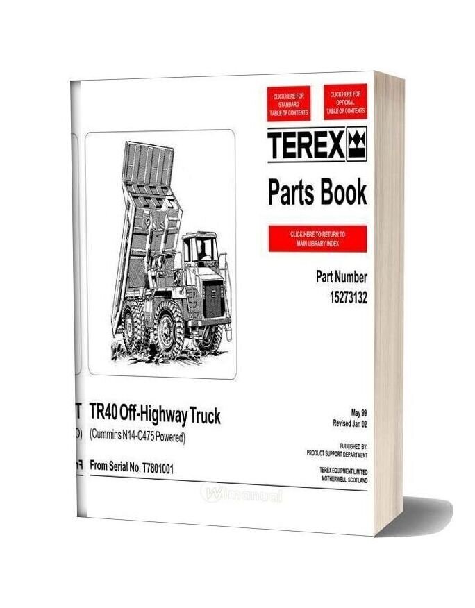 Terex Tr40 Off Highway Truck Parts Book