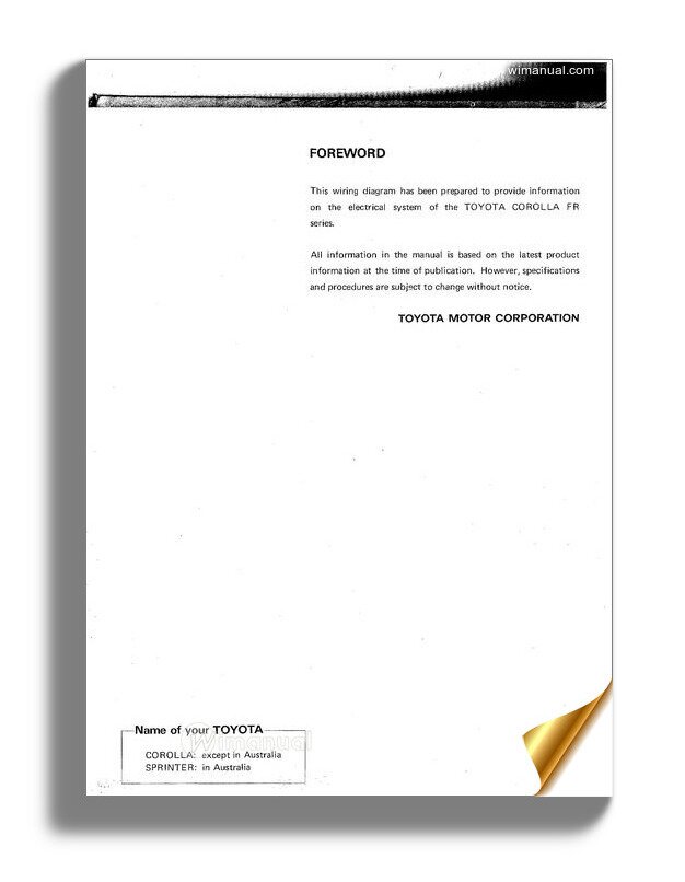1991 Toyota Corolla Electrical Wiring Manual