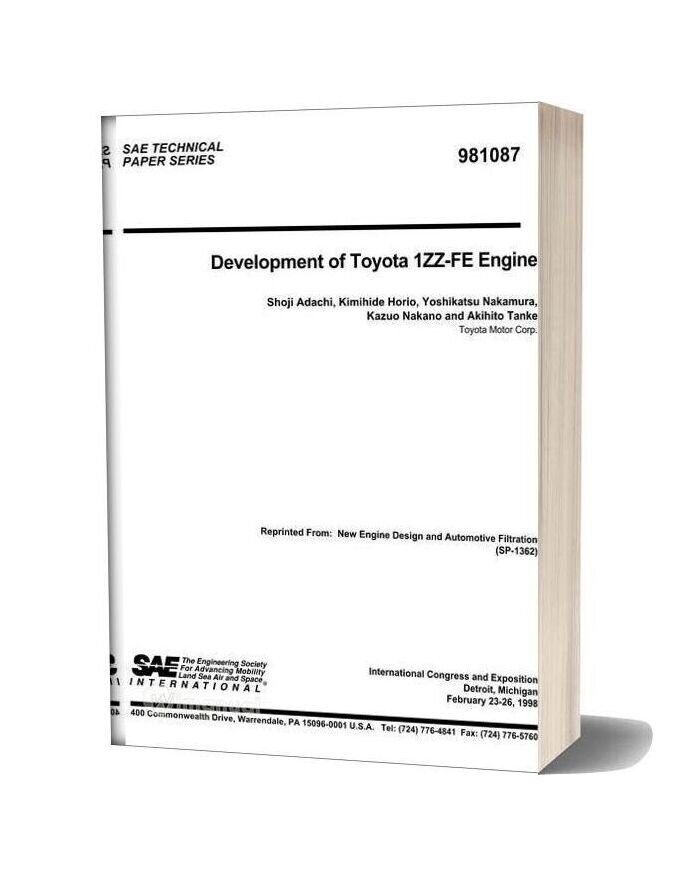 Toyota Engine 1zz Fe Repair Manual
