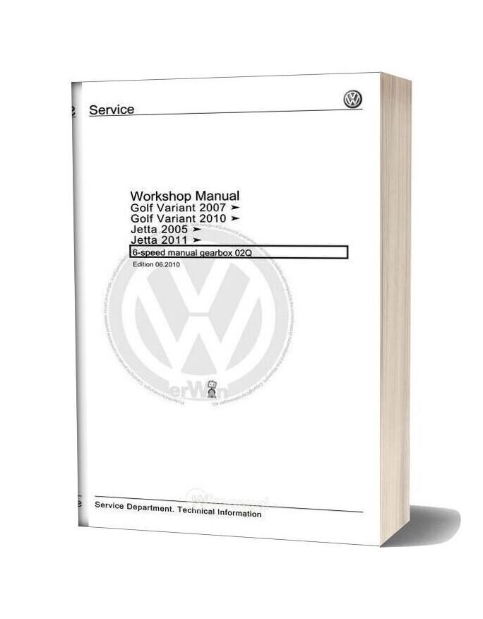 Volkswagen 6 Speed Manual Gearbox 02q Workshop Manual