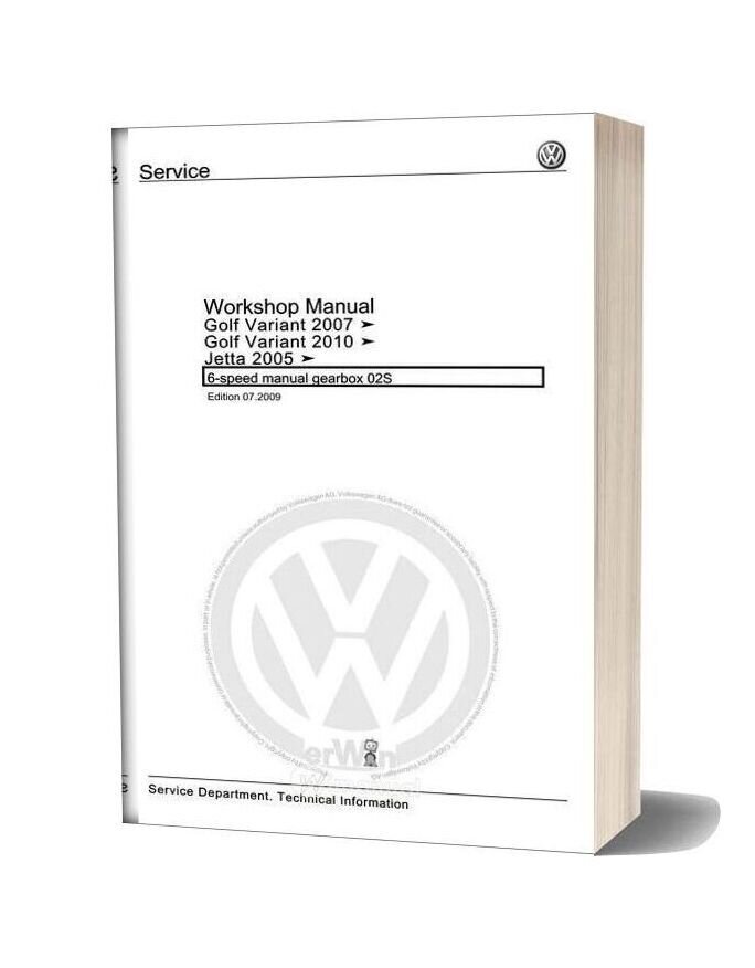 Volkswagen 6 Speed Manual Gearbox 02s Workshop Manual