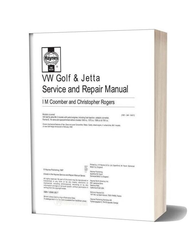 Volkswagen Golf Jetta Mkii Service And Repair Manual