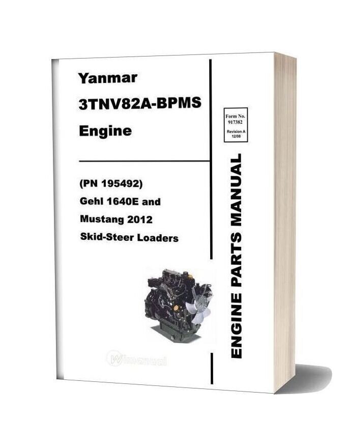 Yanmar 4tnv98 Znms2 Engine 3tnv82a Bpms Engine Parts Manual